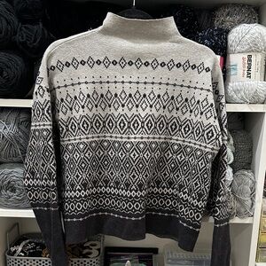 Joie Black and Gray Patterned Turtleneck Sweater